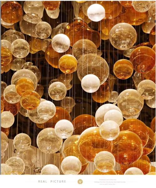 Lámpara de araña moderna de diseño de cristal y piedra para el hogar, lámpara de bola de cristal LED para hotel, restaurante, vestíbulo de centro comercial, fuente de alimentación de CA
