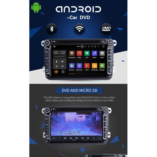 8 Inch Volkswagen Passat Dvd Player , VW JETTA SKODA SEAT In Car Stereo Dvd Player