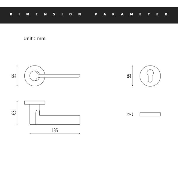 Luxury Outside Bright Solid Modern Gold Door Handles 135mm 63mm