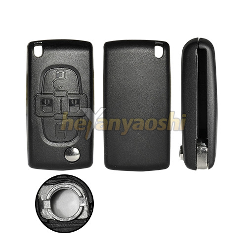 Top Quality Peugeot 4 Buttons Remote Flip Shell No Blade Folding Case Blank Cover