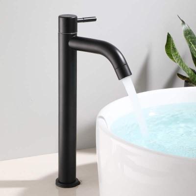 Torneiras à moda frios do banheiro da bacia Ta da água da embarcação de aço inoxidável do Único-punho SUS304 únicos no Sn Matte Black