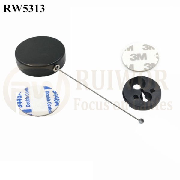 RW5313 Round Security Display Tether Plus Dia 30MMx5.5MM Circular Adhesive ABS Block