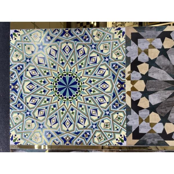 600x600mm Gold Glazed Porcelain Floor Tiles AAA Grade