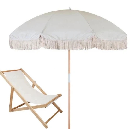 Tourist Attraction Must-Have Outdoor Tassel Beach Umbrella with Umbrellas Base