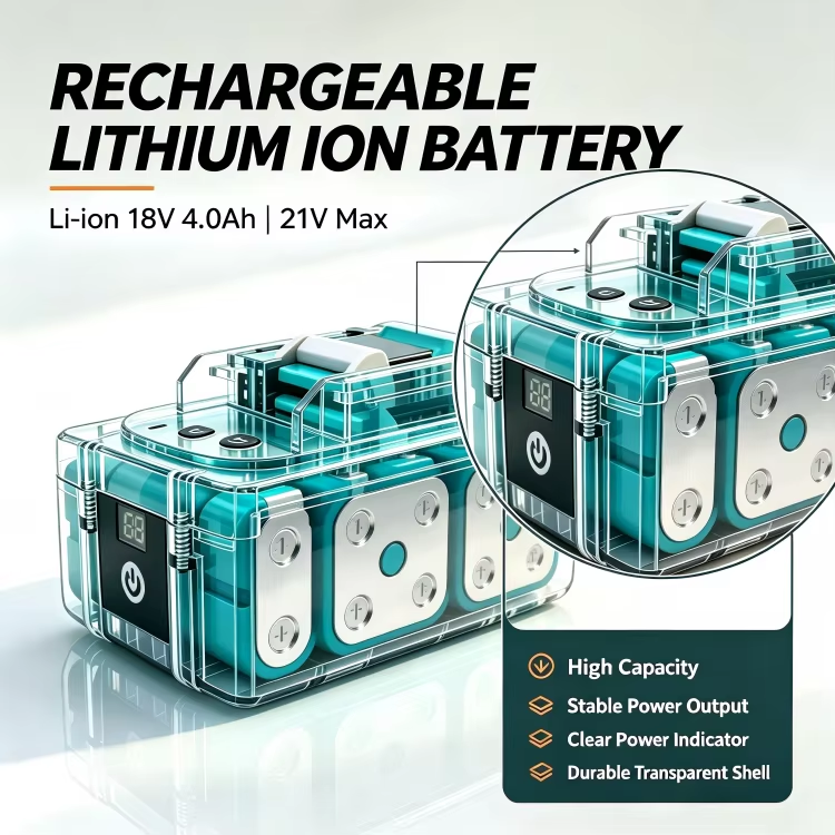 18V 4.0Ah High Capacity Lithium Power Tool Battery Packs With LED Digital Display