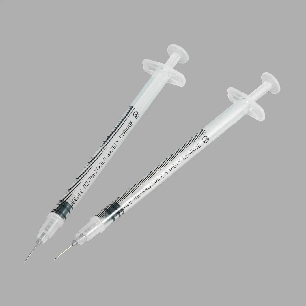 Disposable Medical Supply 3 Parts Retractable Safety Syringe with Needle