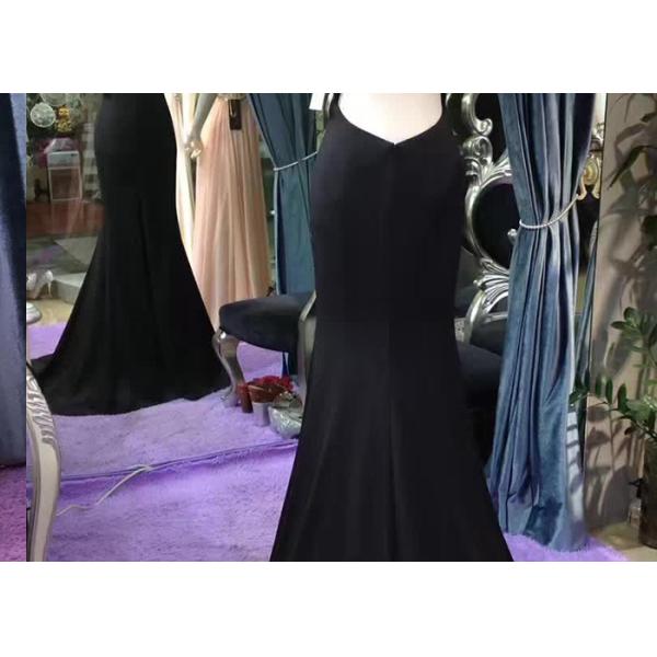 Unique Black Mermaid Style Prom Dress ,  Sleeveless Beaded Ball Gown Top Hollow