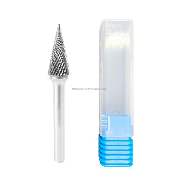 Free Sample Rotari Power Tool Parts 6mm Tree Shape Double Cut End Grinding Die Grinder Bits Tungsten Rotary File Carbide Burr