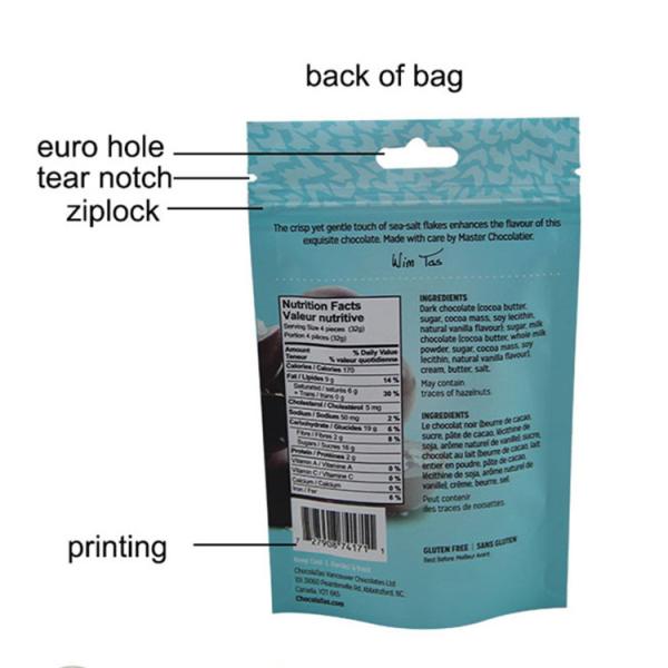 Custom printed food grade k snack custom plastic pouch packaging food packing bag