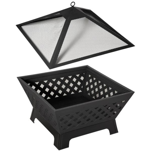 Black Cover Metal Wood Burning Fire Pit for Outdoor Patio Backyard Garden Bonfire Camping