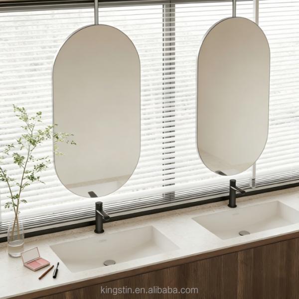 Kingstin Decorative Round Oval Shape Wall Mounted Bathroom Vanity Mirror With Metal Frame