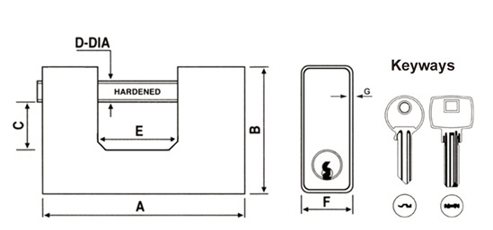 Rarlux High Security Solid Stainless Steel Necklace Padlock Anti-theft Rectangular Padlock 85/95/105mm