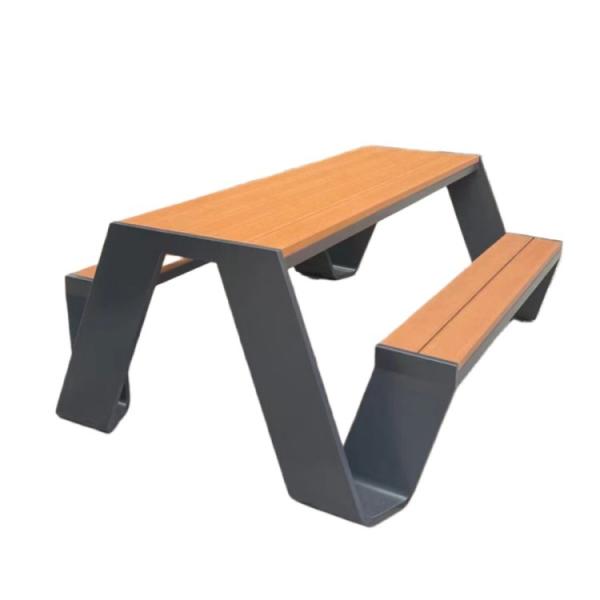 Vintage Wood Table And Bench Set Outdoor Stainless Steel Garden Bench