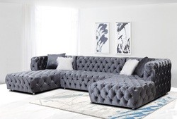 New Fashion Nordic Italian European Luxury Sofa Furniture Classic Black Shinny Velvet Tufted Sectional Sofa For Home