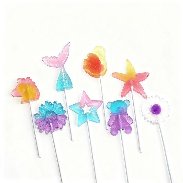 20g Flat Crystal Lollipop Assorted Cartoon Shape Sugar Free Hard Candy Sweets