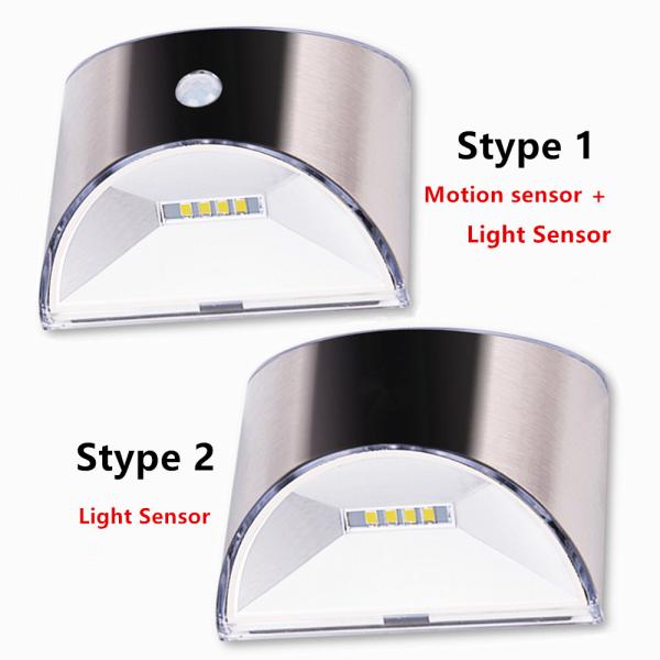 Fence Solar Powered PIR Motion Sensor Light Stainless Steel LED Lighting and Circuitry Design Residential ROHS Ce 1-year 10000