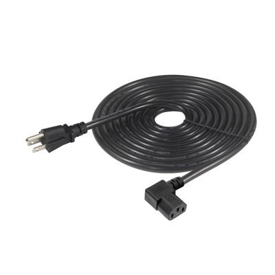 Cabo de alimentação de cotovelo angular IEC C13 Plugue Extensão americana 110V 10A