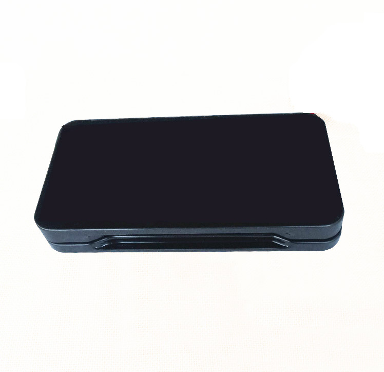 Black elegant matel tin can /  tin box container with hinged lid and plastic inner mirror