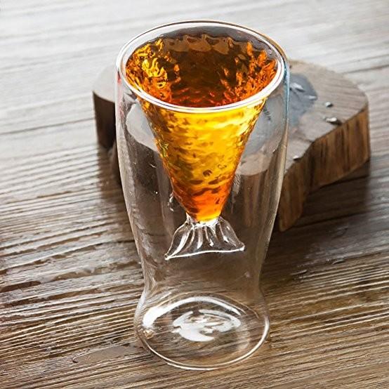 Mermaid Tail Glass Cup 100ml Double Glass Coffee Cups 155mm Height