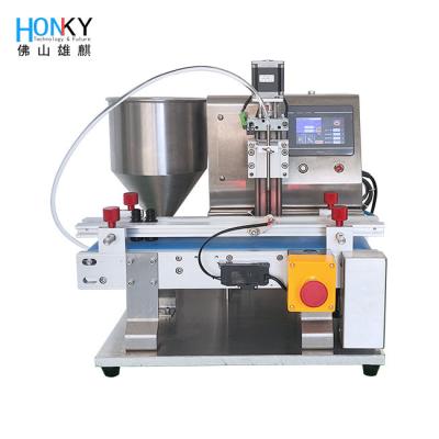 Desktop Conveyor Type Cream Paste Bottle Filling Machine With Q-R Pistom Pump For Small Batch Bottle Filling