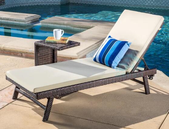 PE Rattan Leisure Chaise Lounge chairs Aluminium Outdoor Garden wicker patio beach chair
