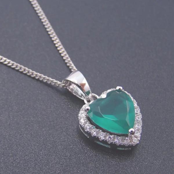 Hot Sale 925 Sterling Silver Heart Shaped Green Zircon Jewelry Sets for Fashion Woman Gift