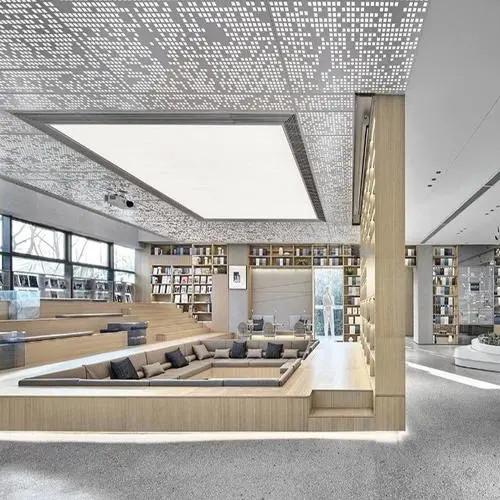 OEM Suspend Metal Ceiling Design Polyester Powder Coating With LED Light