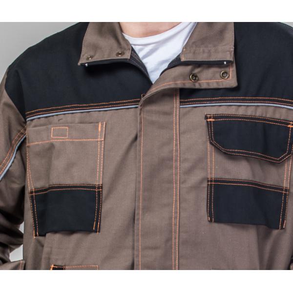 Dark Khaki Black Heavy Duty Work Suit Bib Pants Suit 80% Polyester 20% Cotton Twill