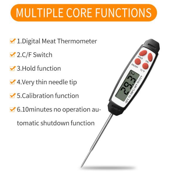 DTH-98 -50 To 300℃ Waterproof Digital Cooking Food Kitchen Candy Thermometer for Grill Smoker Oven Backing BBQ Instant Read Meat Thermometer
