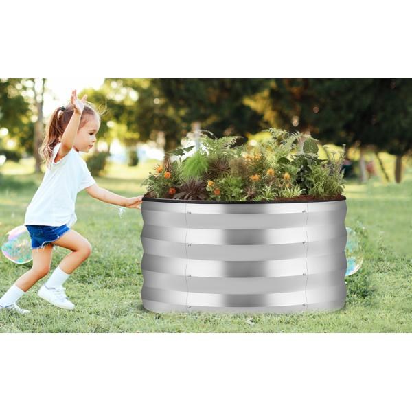 3*3*1 Ft Round Galvanized Raised Garden Bed Metal Raised Flower Bed Rustproof