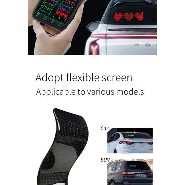 10 Inches Flexible Car LED Display Real Time Custom Animations And Messages