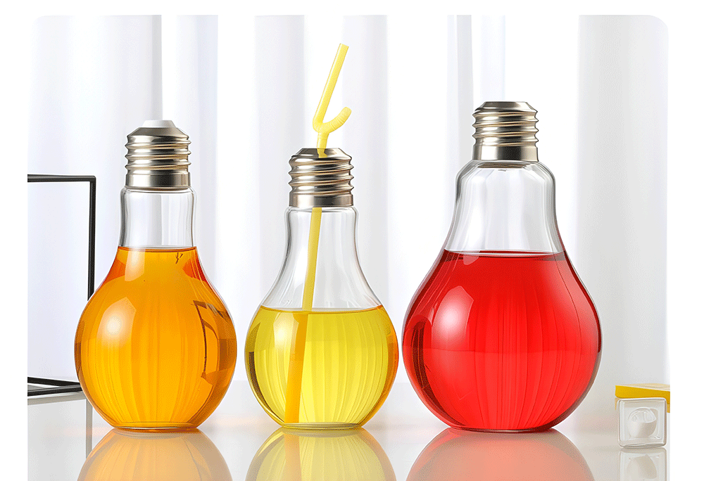 Round Shape Clear Glass Light Bulb Glass Bottle With Screw Cap For Beverage Packaging