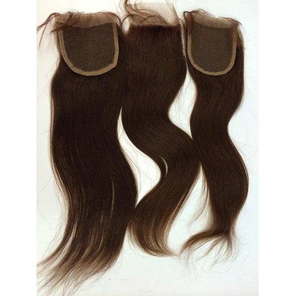Factory Free Shipping Hot Sell Unprocessed Natural Color 1B# Knot Bleached Free Part 4*4inch Lace Closure Silky