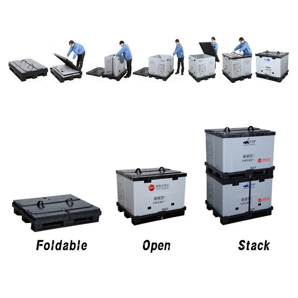 Heavy Duty Collapsible Plastic Pallet Space Saving Industrial Warehouse Folding Plastic Pallet For Export