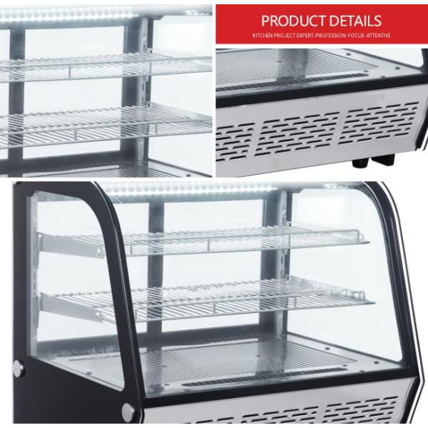 Curved Glass R600a Refrigerant 160L Cake Display Fridge