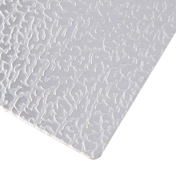 Leather Design Silver Polish Embossed Stainless Steel Sheet with Slit Edge for Decorative Wall