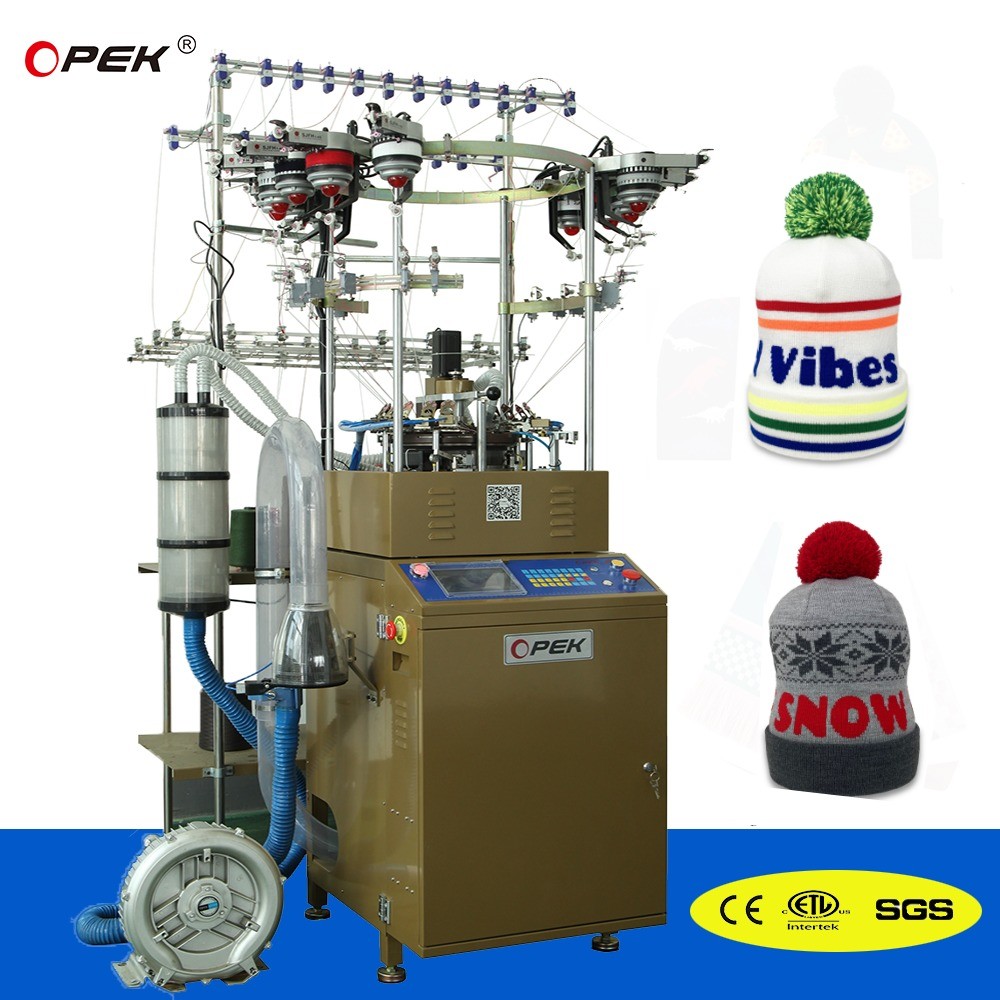 OPEK High Speed Circular Wind Proof Hat and Scarf Knitting Machine for Jacquard Patterns