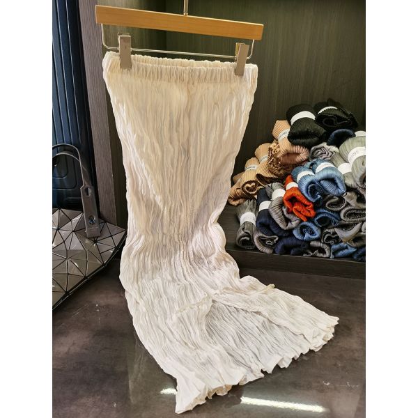 Women's 2025 Spring Fashion Casual Mid-Length Pleated Half Skirt with Elastic Solid Color and Ruffle Decoration