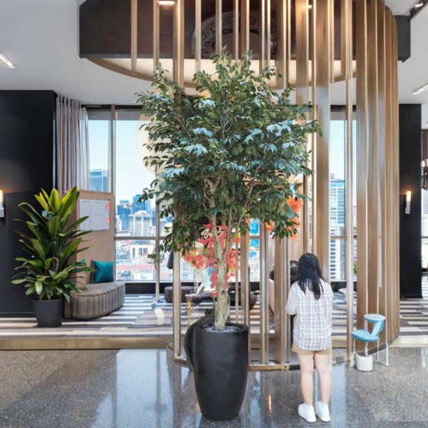 Indoor/Outdoor Faux Silk Plant 2.8m 9.3ft Ficus Artificial Tree For , Office, Living Room, And Garden Decor