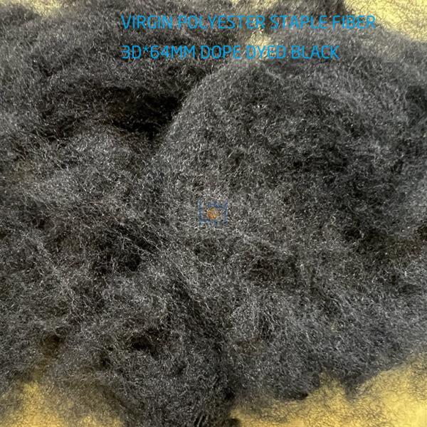 Virgin Black  Staple Fiber Polyester For Textile With OEKO-TEX 100 Standard 3D X 64mm