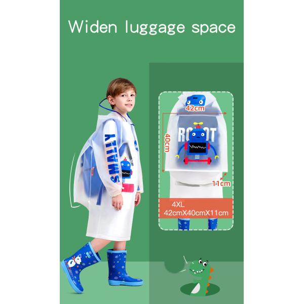 Kids Waterproof Raincoat, Children'S Raincoat Transparent Poncho, Students in school bag raincoat hooded animation