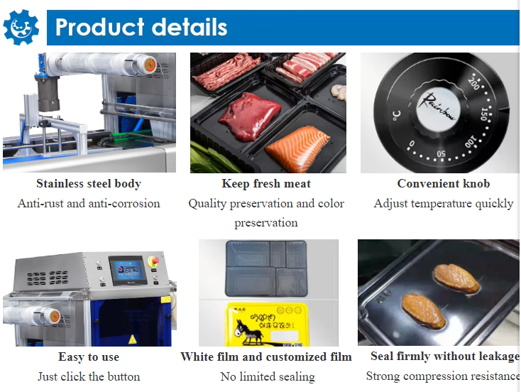 Automatic Continuous Vacuum Skin Displacement Chain Plastic Tray Sealer DQ630AT-VS High Quality Tray Sealer Machine