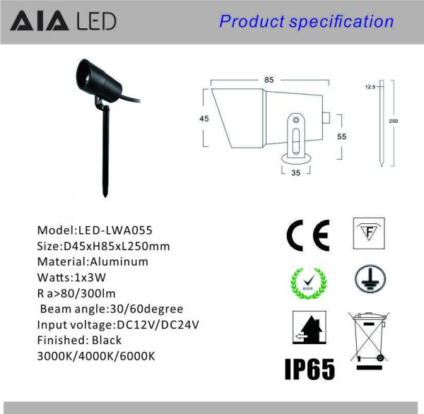 3W IP67 waterproof outdoor LED spot light &spike led garden light/ LED lawn light for hotel