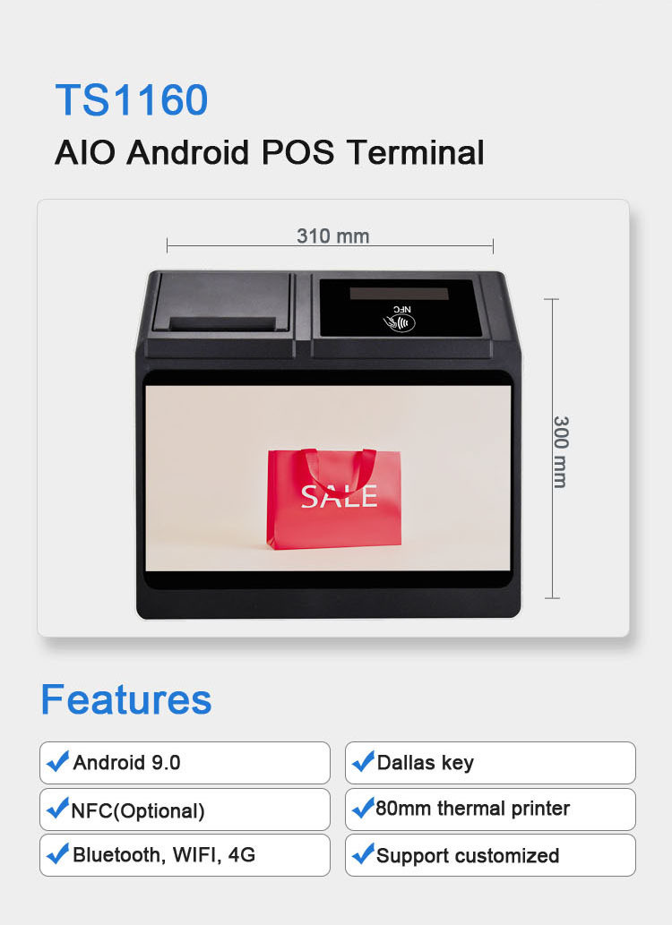 58mm 80mm Thermal Printer Cashier Capacitive Touch POS System with Built-in NFC Reader