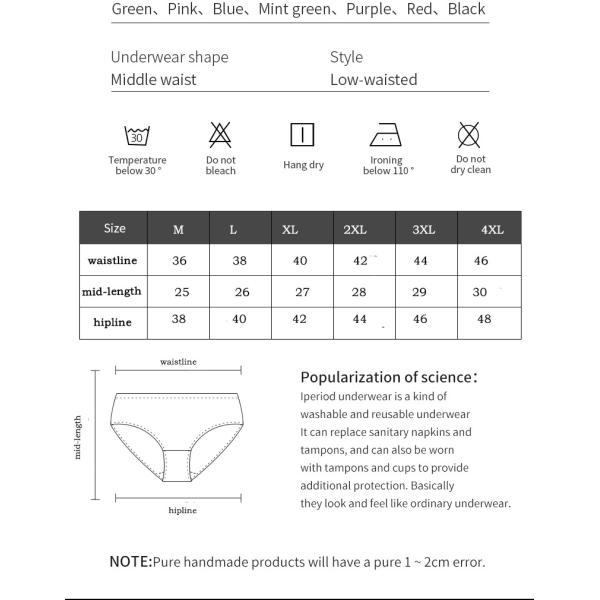 S-4XL Plus Size Leak Proof Underwear 4 Layer High Absorbency Menstrual Panties