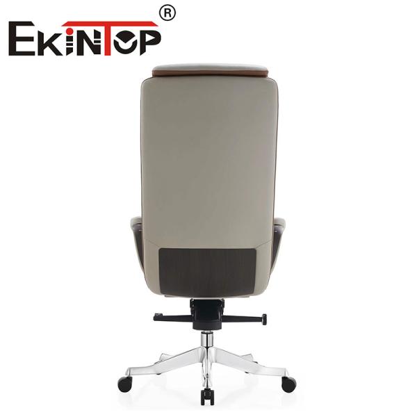 High Back Metal Office Furniture Cowhide Office Chair  With Aluminium Base