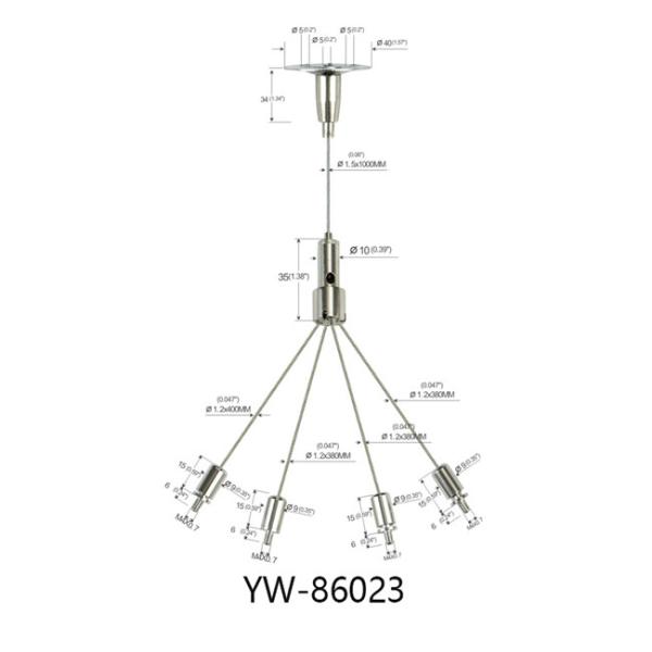 Brass Steel Three Holes Suspended Cable Lighting System With A Hook Gripper YW86019