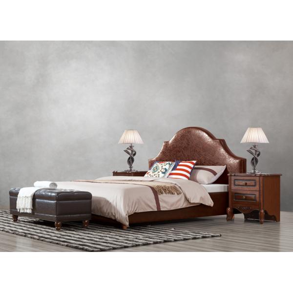 Good quality PU/ Imported Cow ISO9001 Leather Upholstered King Bed Frame Leisure Furniture for Hotel house Bedroom Suite