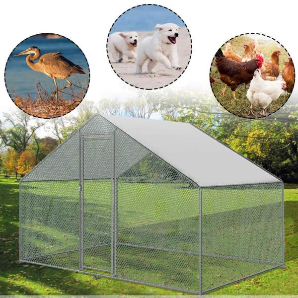 Chicken Cage Run Walk in Cage Poultry Pet Coop for Rabbit Hen House Pen Metal 3x2m