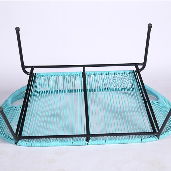 PE Rattan Woven Coffee Table Chair Hot Sale Best Design Colorful Outdoor Furniture Set Tempered Glass Tabletop